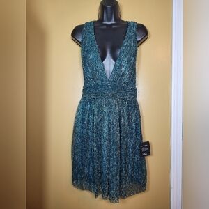 NWT Lulus Ailey Metallic Stripe Twist Back Cocktail Mini Dress sz M